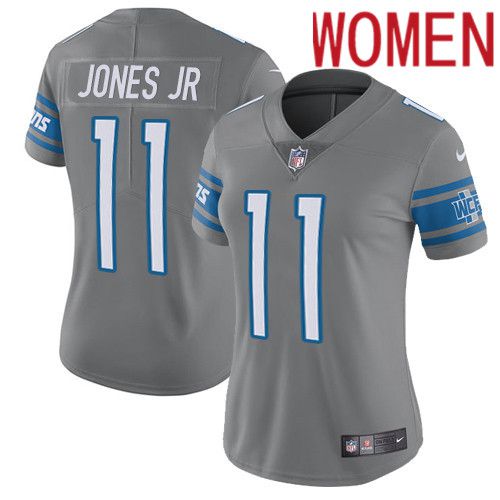 Women Detroit Lions #11 Marvin Jones Jr Nike Grey Rush Vapor Limited NFL Jersey->women nfl jersey->Women Jersey